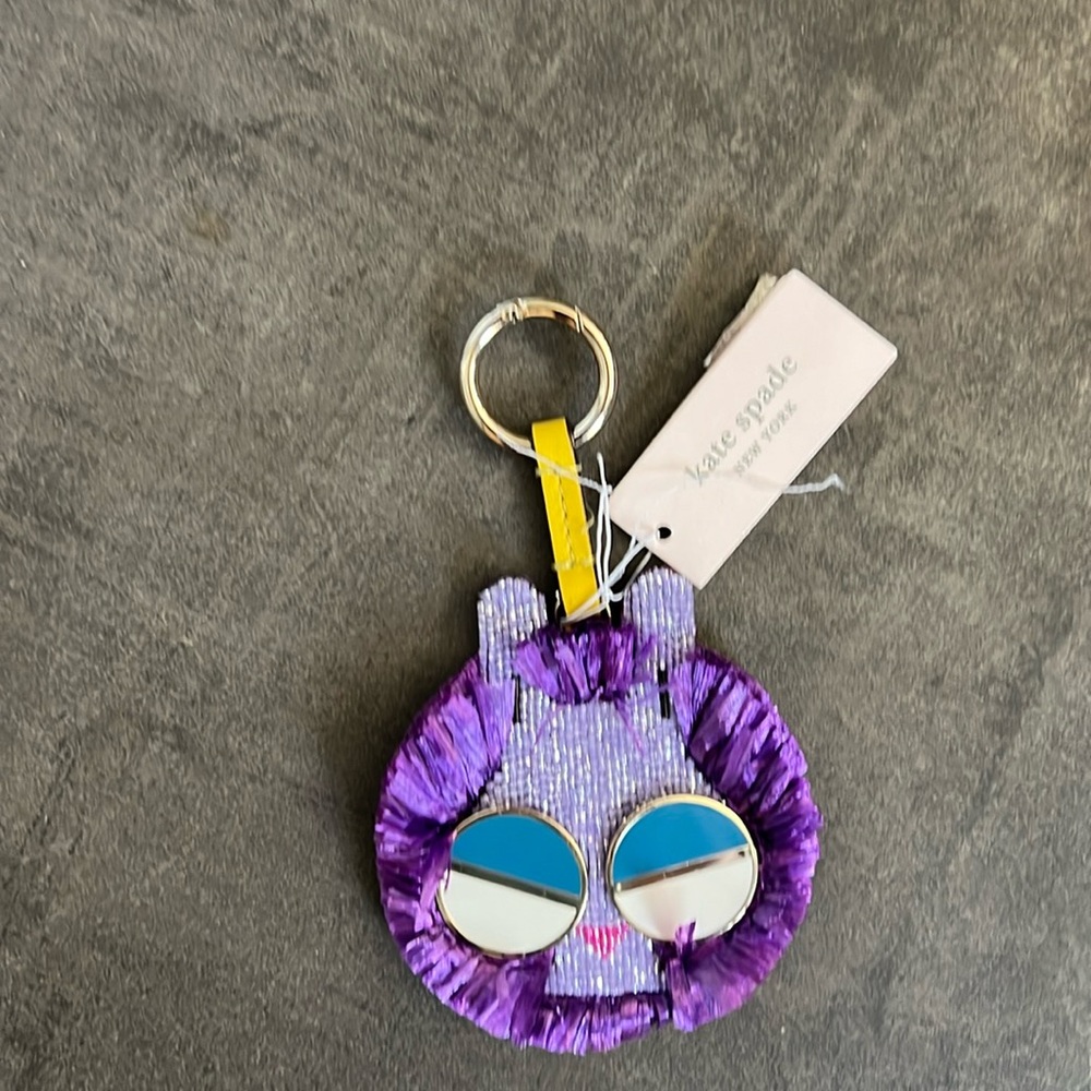 Kate Spade Spademals Lilac Raffia Bunny key Fob / Key Chain